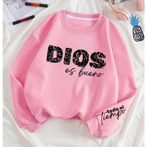 Vibrant Pink Crew Neck Sweater with Bold Graphic